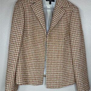 Lafayette 148 NY Blazer Jacket Sz 10 Multicolor Wool Blend Career Office